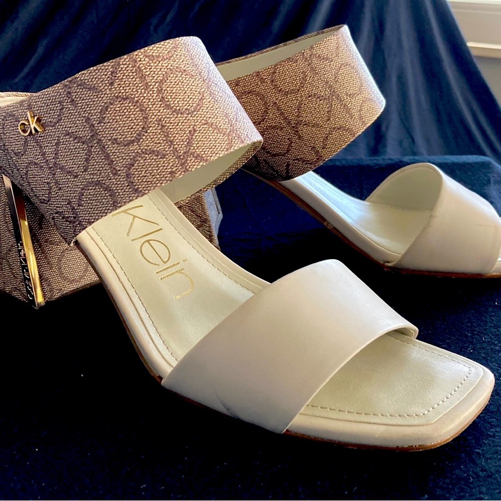 Calvin Klein Henna sandal heels tan and beige size 10m